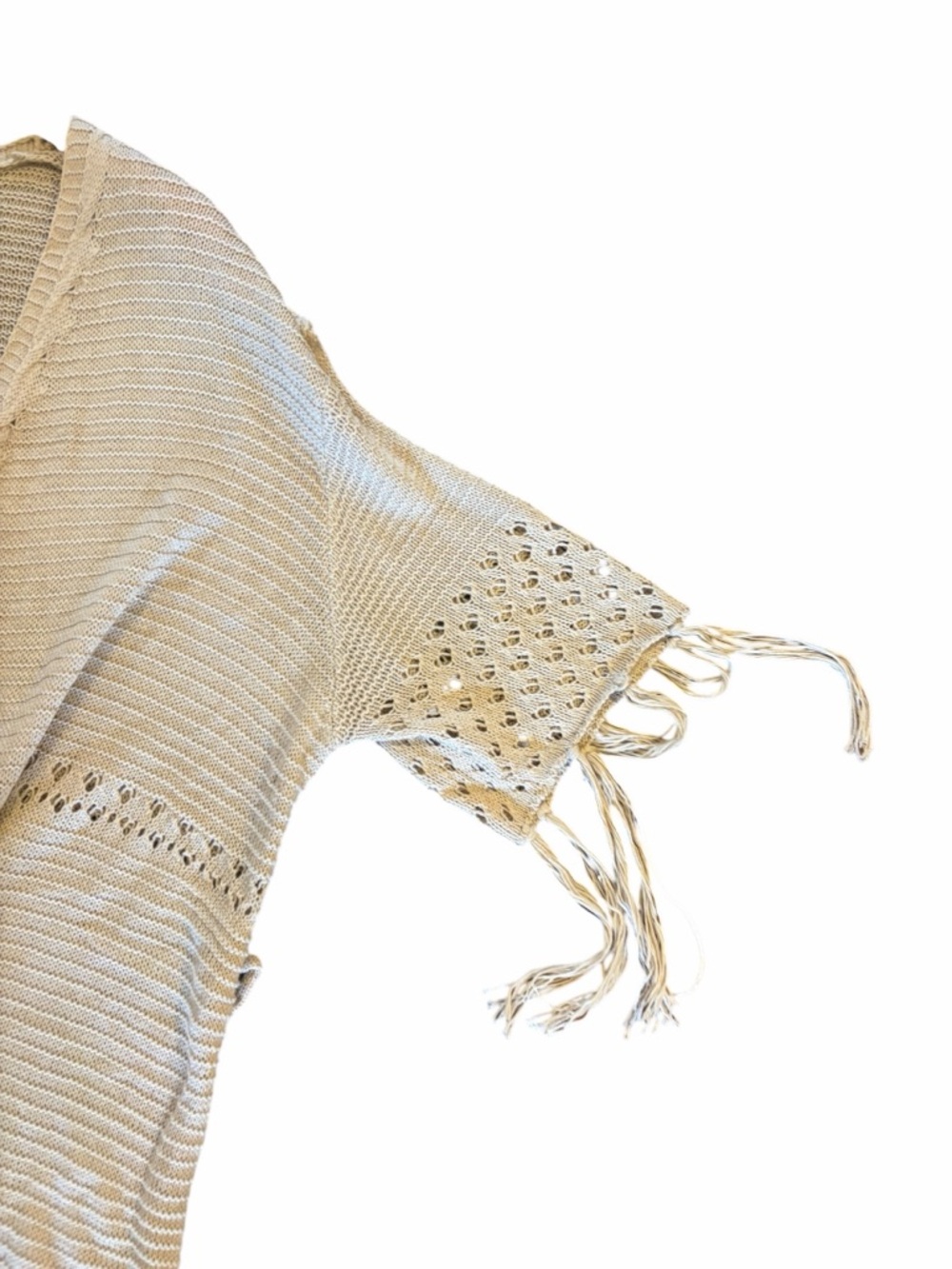 DAVI & DANI NWT Beige Fringe Duster Cardigan - Picture 7 of 10